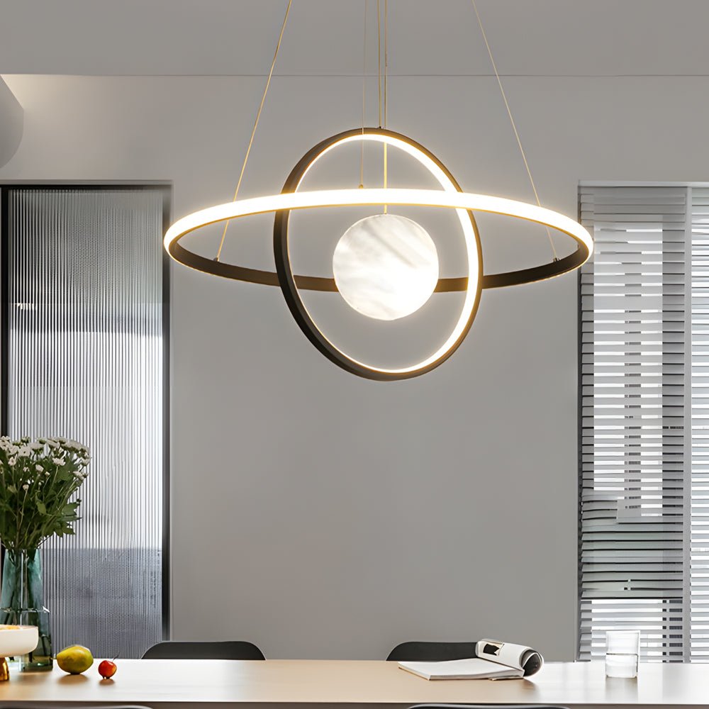 Modern Circular Rings Pendant Chandelier with 3-Step Dimming