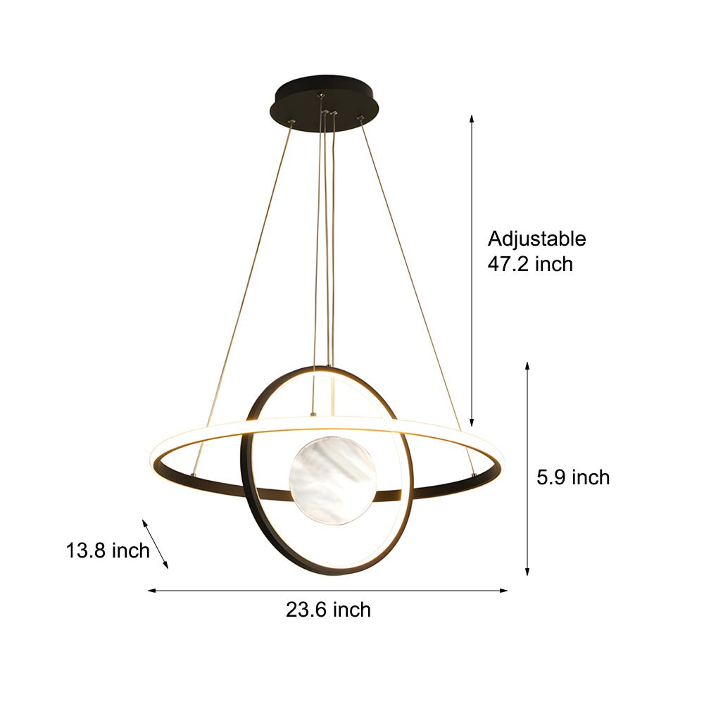 Modern Circular Rings Pendant Chandelier with 3-Step Dimming