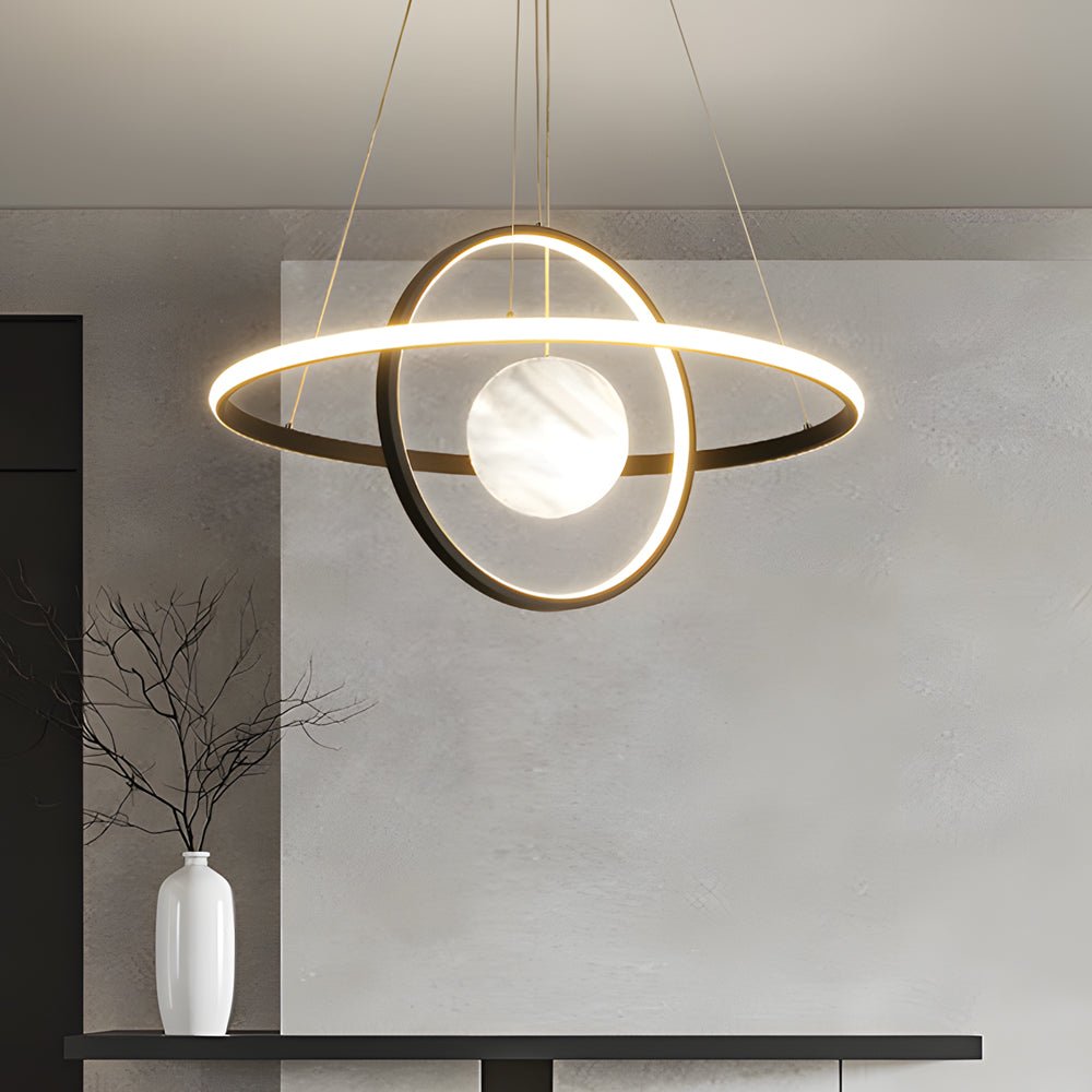 Modern Circular Rings Pendant Chandelier with 3-Step Dimming