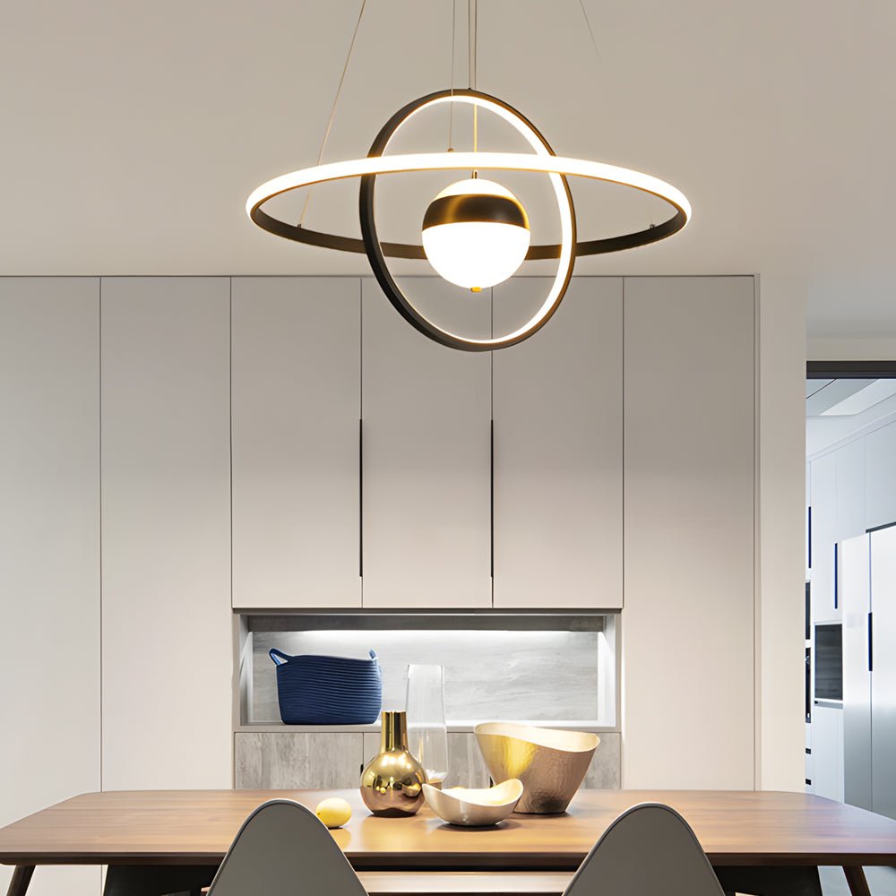 Modern Circular Rings Pendant Chandelier with 3-Step Dimming