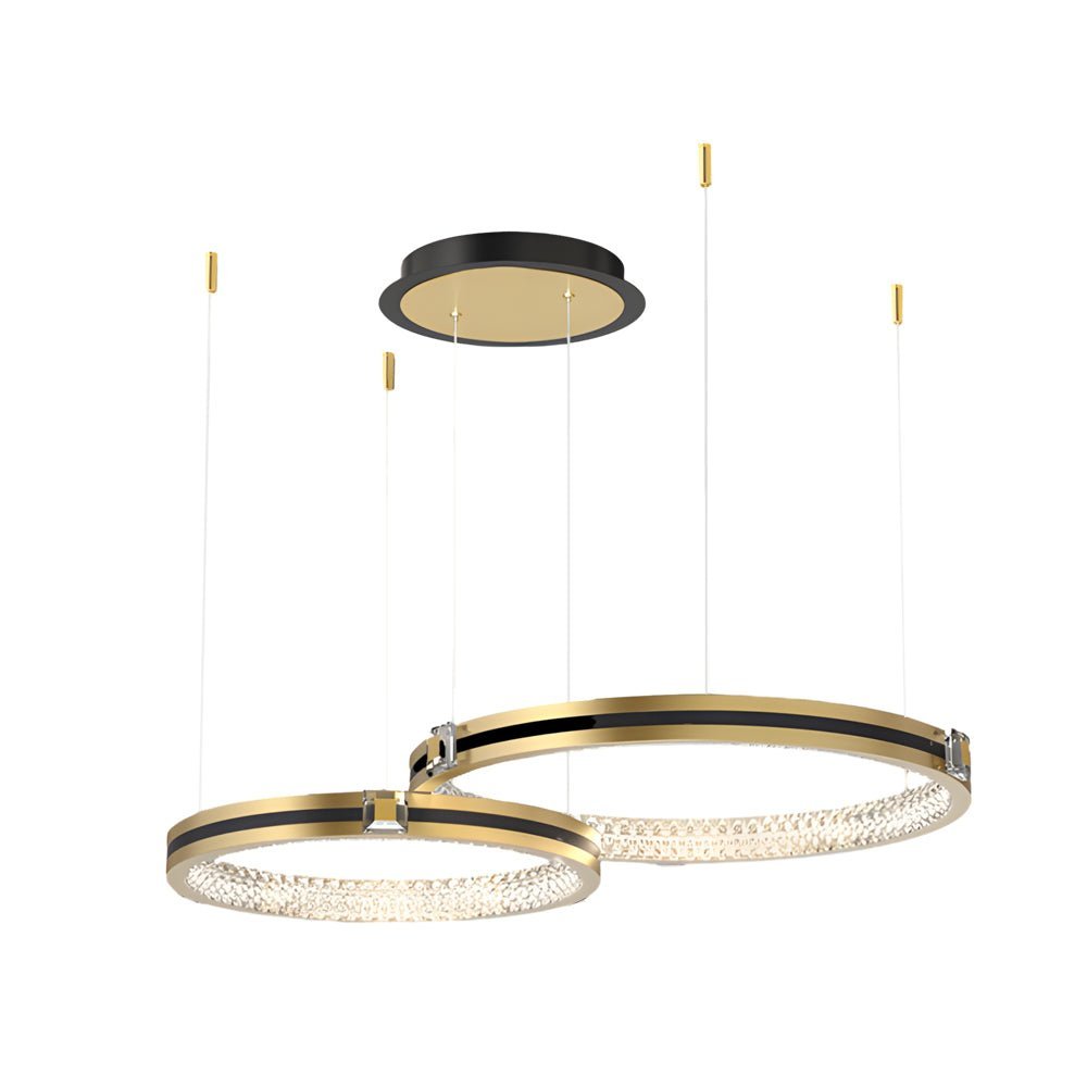 Modern Crystal Ring Chandelier with 3-Step Dimming - Brushed Gold