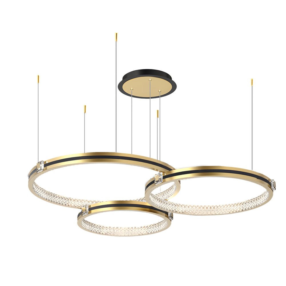 Modern Crystal Ring Chandelier with 3-Step Dimming - Brushed Gold