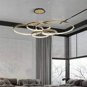 Modern Crystal Ring Chandelier with 3-Step Dimming - Brushed Gold