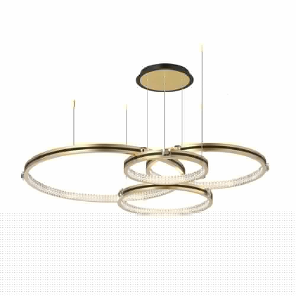 Modern Crystal Ring Chandelier with 3-Step Dimming - Brushed Gold