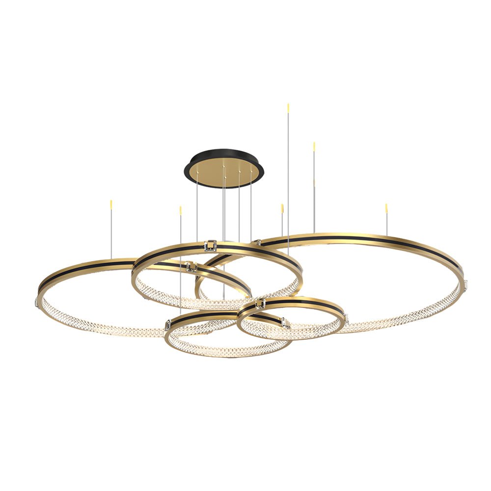 Modern Crystal Ring Chandelier with 3-Step Dimming - Brushed Gold