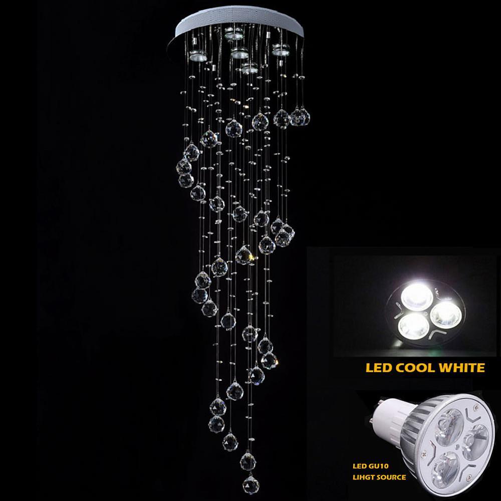 Spiral Crystal Raindrop Chandelier - Modern 5-Tier Staircase Light