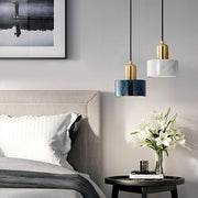 Modern Marble & Resin Pendant Light - Nordic Cylindrical Design