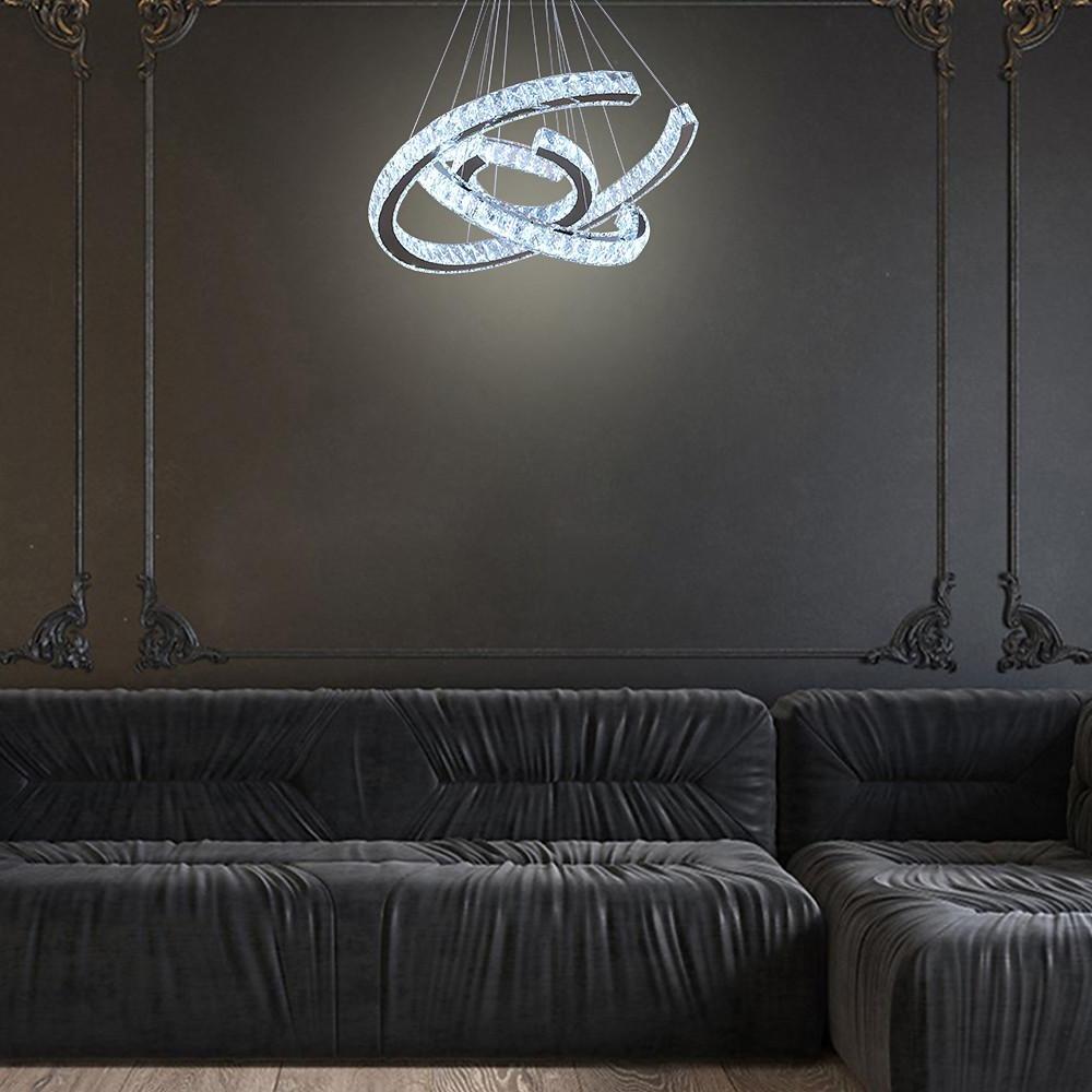 Wave Crystal Chandelier with Stainless Steel Finish - 3-Light LED