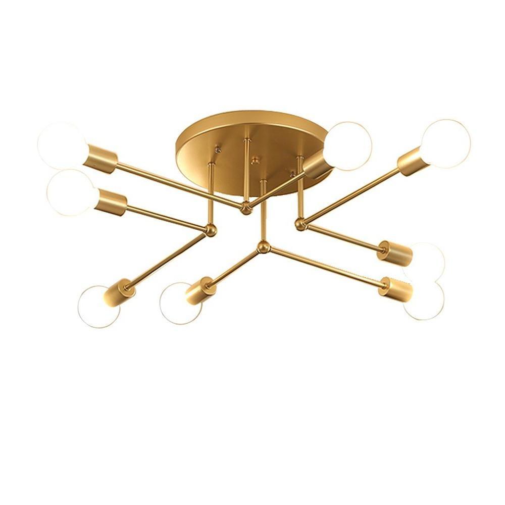 8-Light Modern Sputnik Semi Flush Metal Chandelier