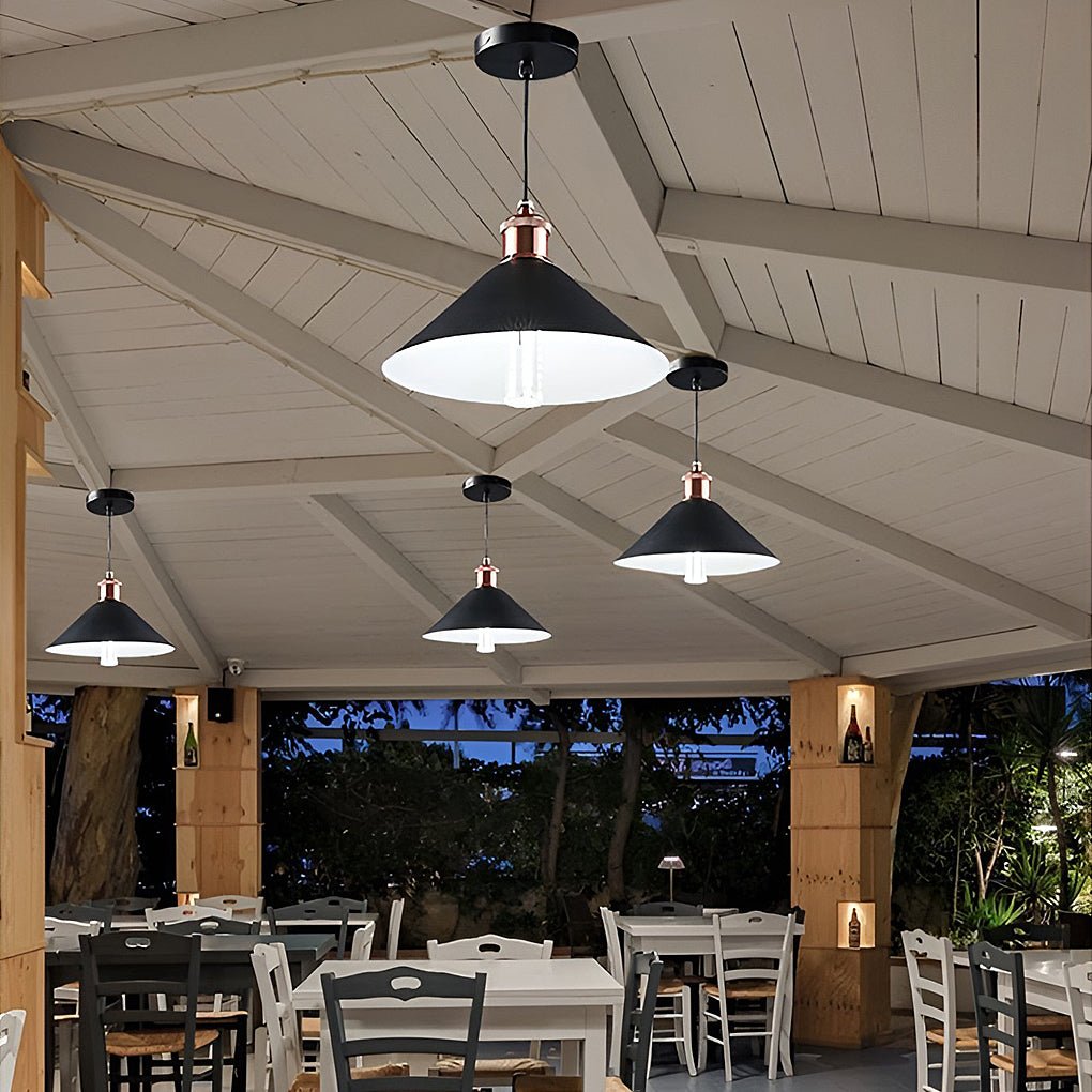 Solar Conical Pendant Light Waterproof Outdoor Hanging Lamp