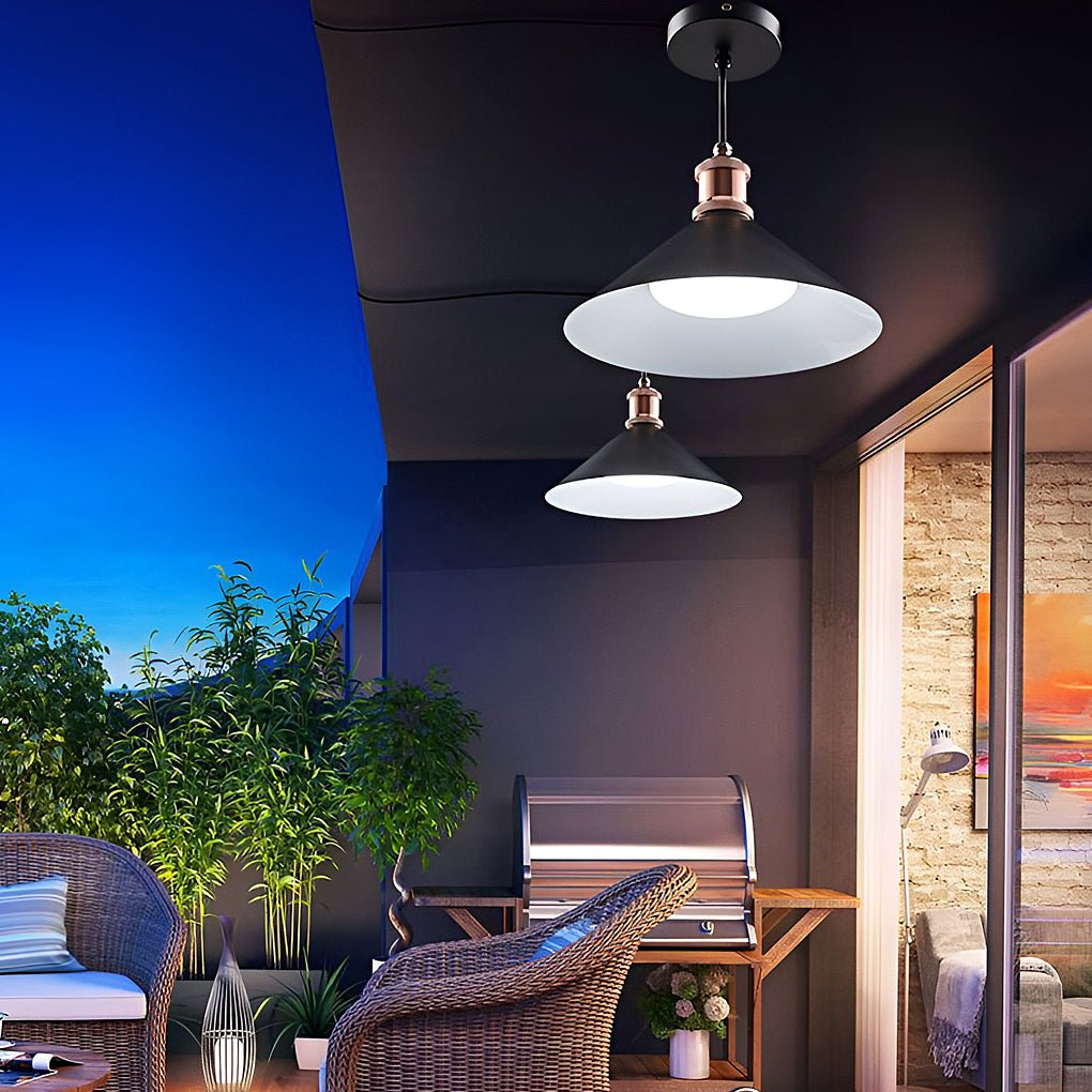 Solar Conical Pendant Light Waterproof Outdoor Hanging Lamp