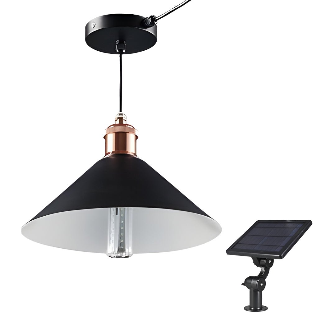 Solar Conical Pendant Light Waterproof Outdoor Hanging Lamp