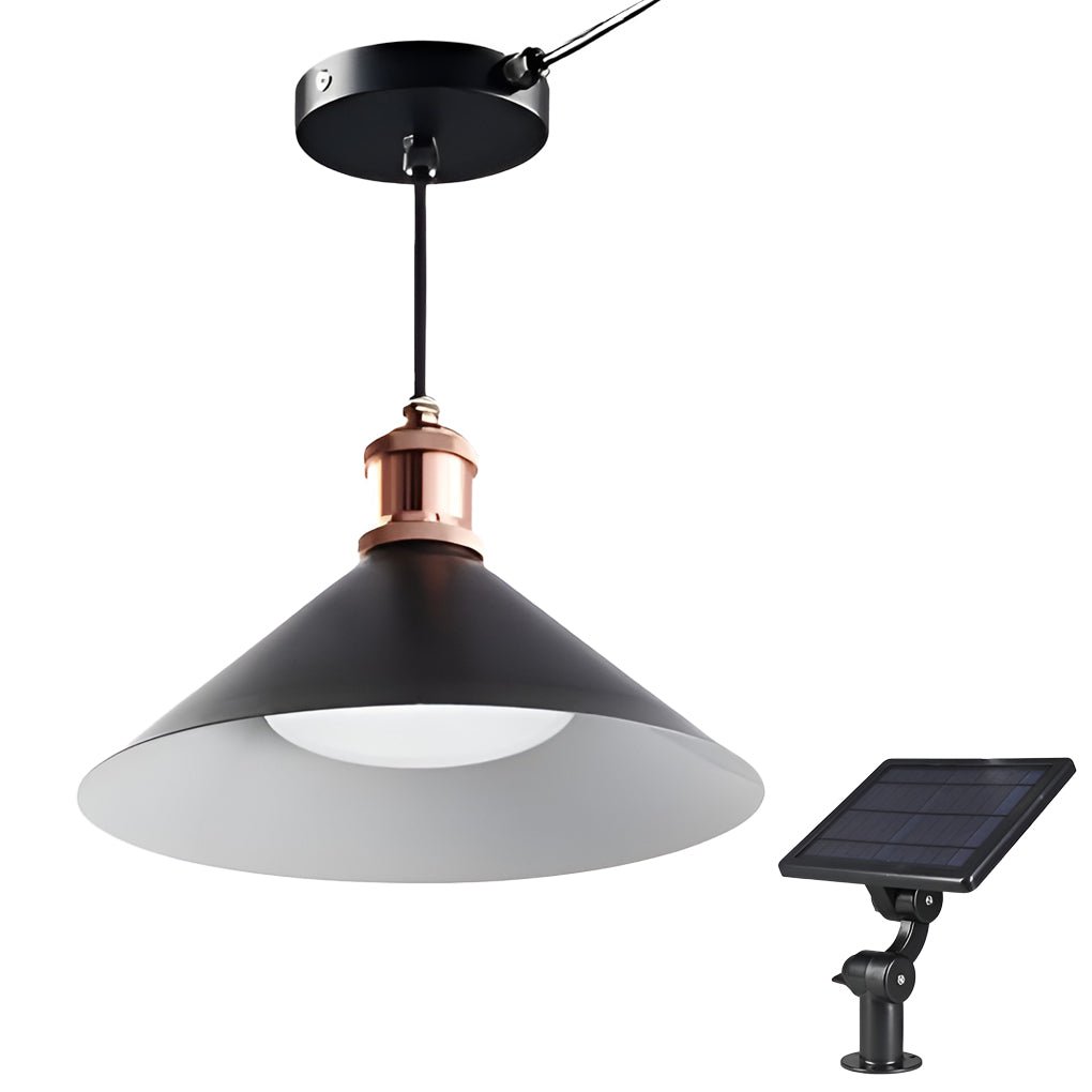 Solar Conical Pendant Light Waterproof Outdoor Hanging Lamp