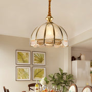 Frosted Glass Pendant Light with Copper Trim & 3-Step Dimming