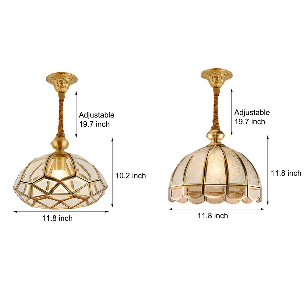Frosted Glass Pendant Light with Copper Trim & 3-Step Dimming