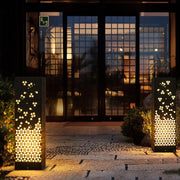 Perforated Garden Light with Snowflake Design in Black Steel