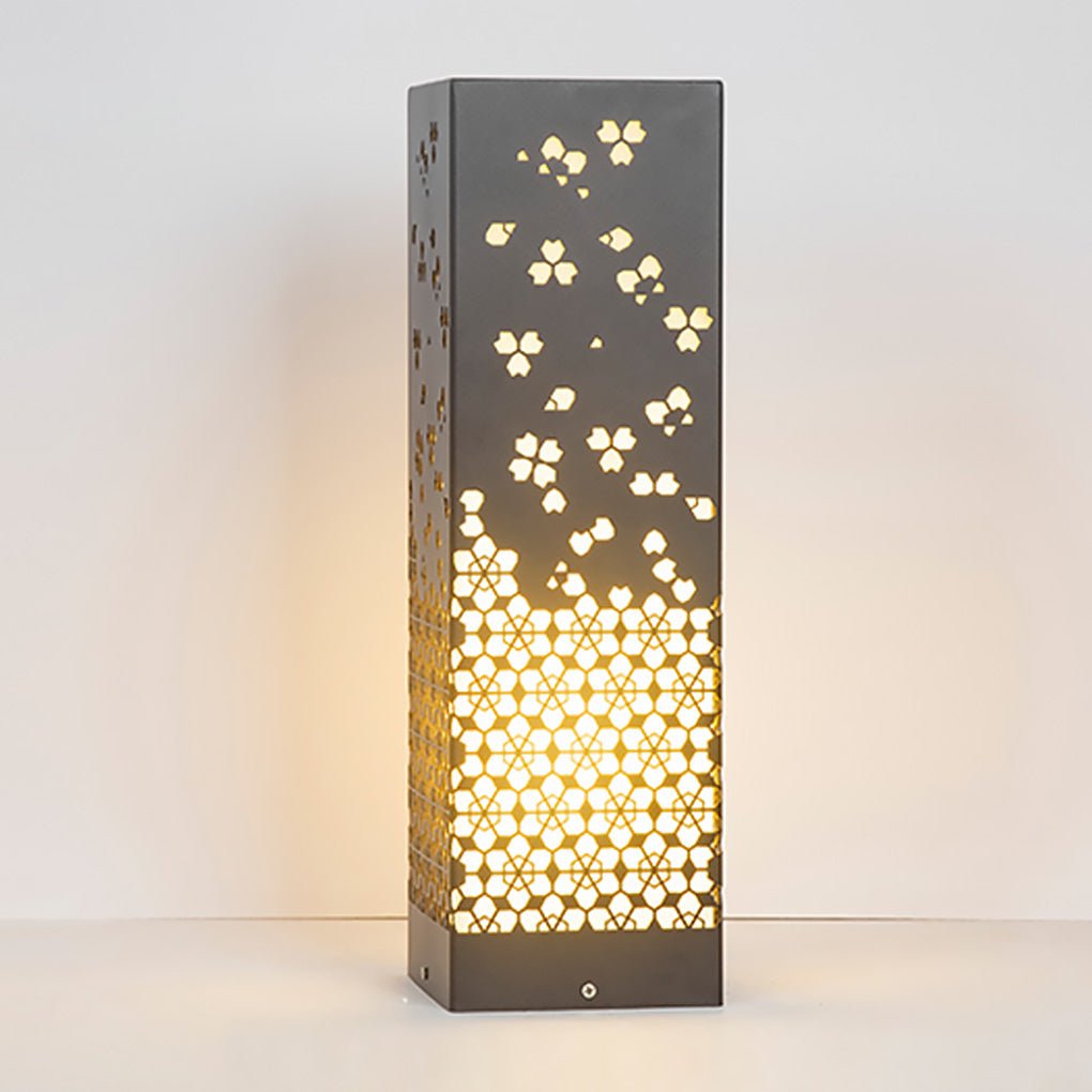 Perforated Garden Light with Snowflake Design in Black Steel