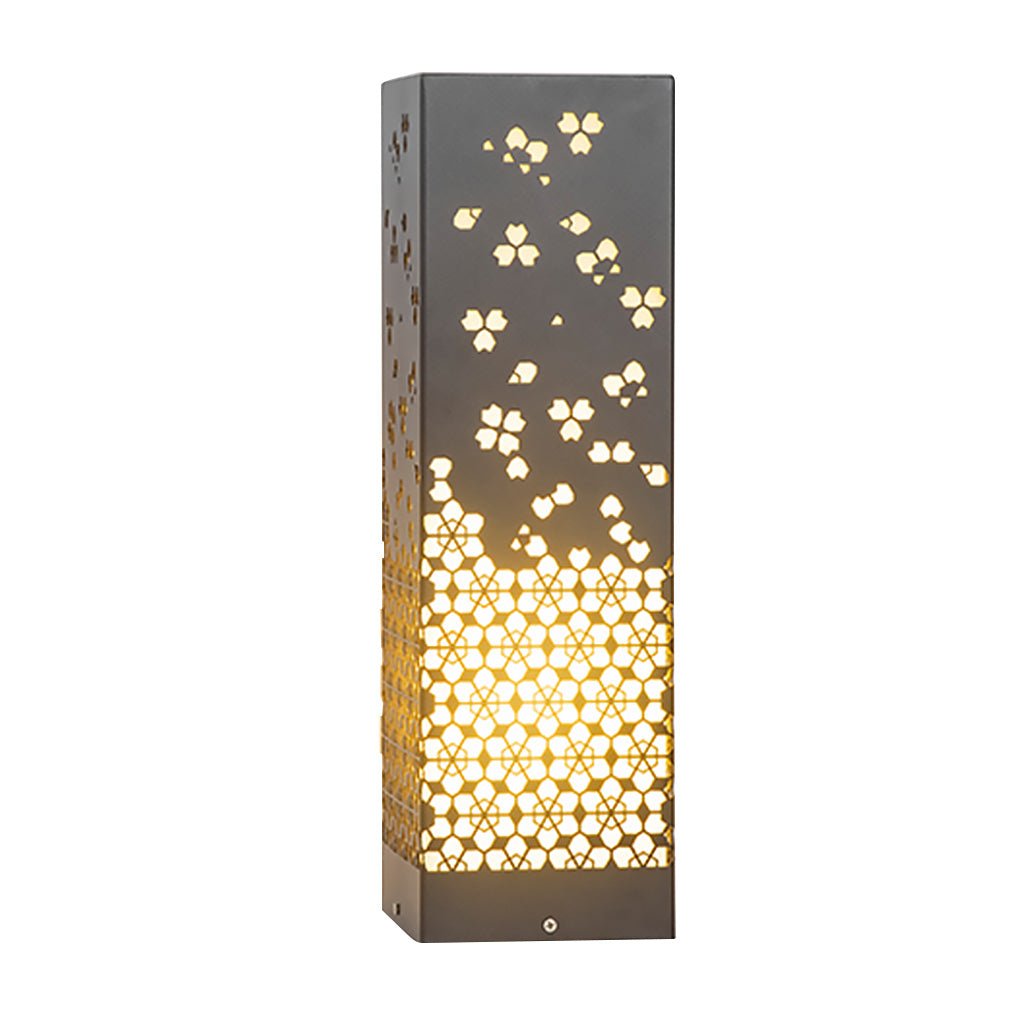 Perforated Garden Light with Snowflake Design in Black Steel