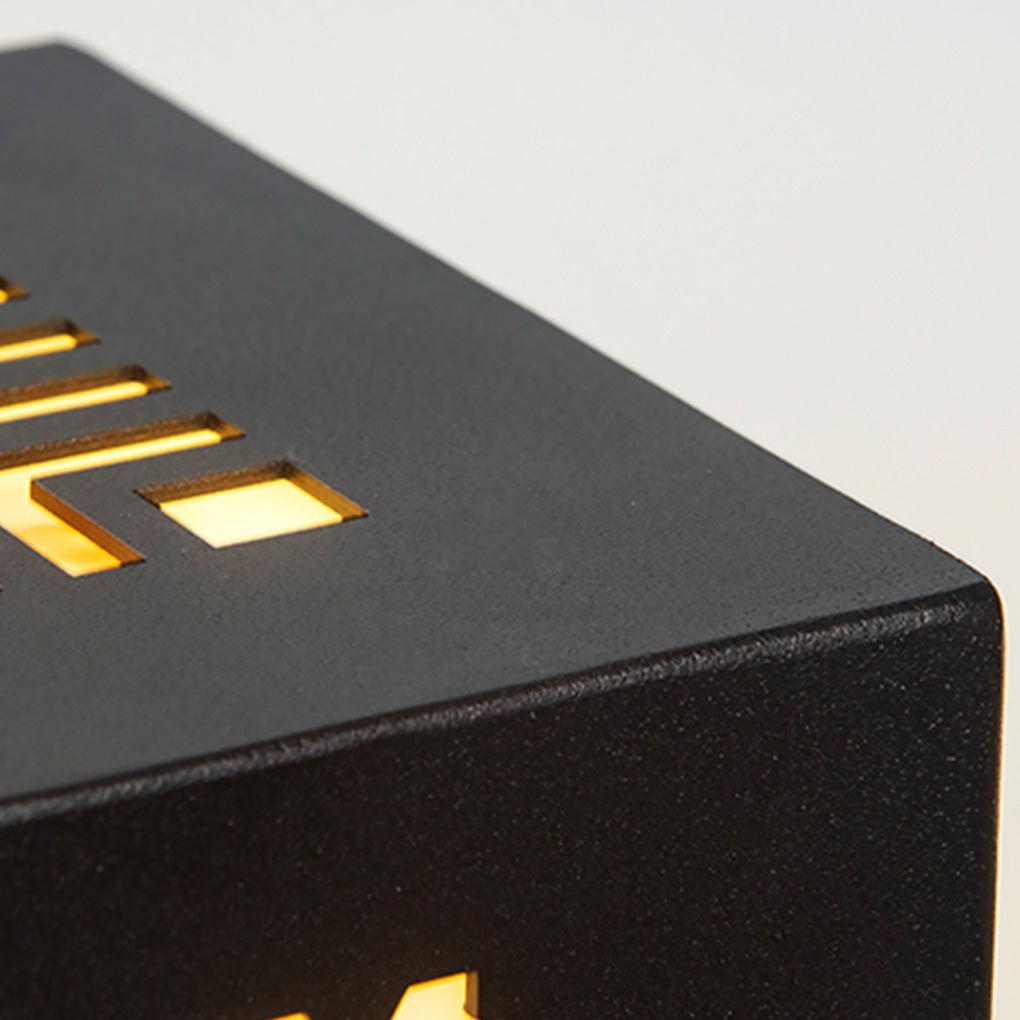 Perforated Garden Light with Snowflake Design in Black Steel