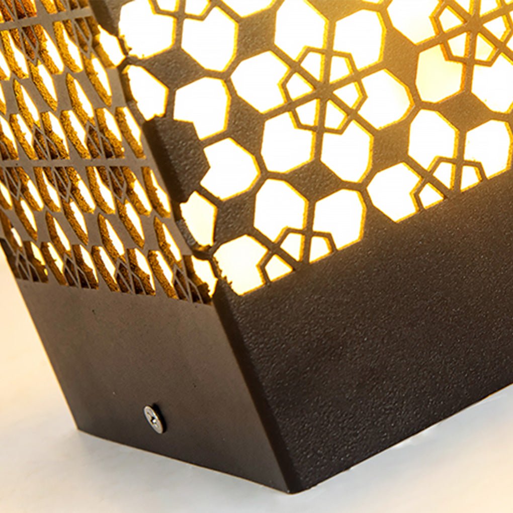 Perforated Garden Light with Snowflake Design in Black Steel