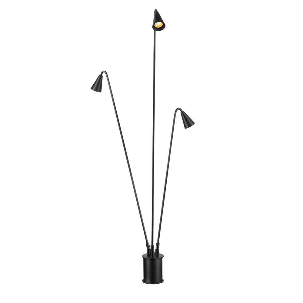 Industrial Black Multi-Head LED Floor Lamp with Adjustable Lights