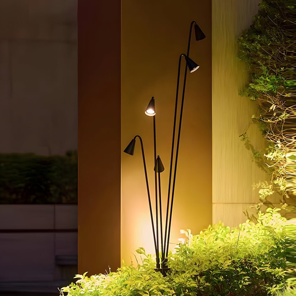 Industrial Black Multi-Head LED Floor Lamp with Adjustable Lights