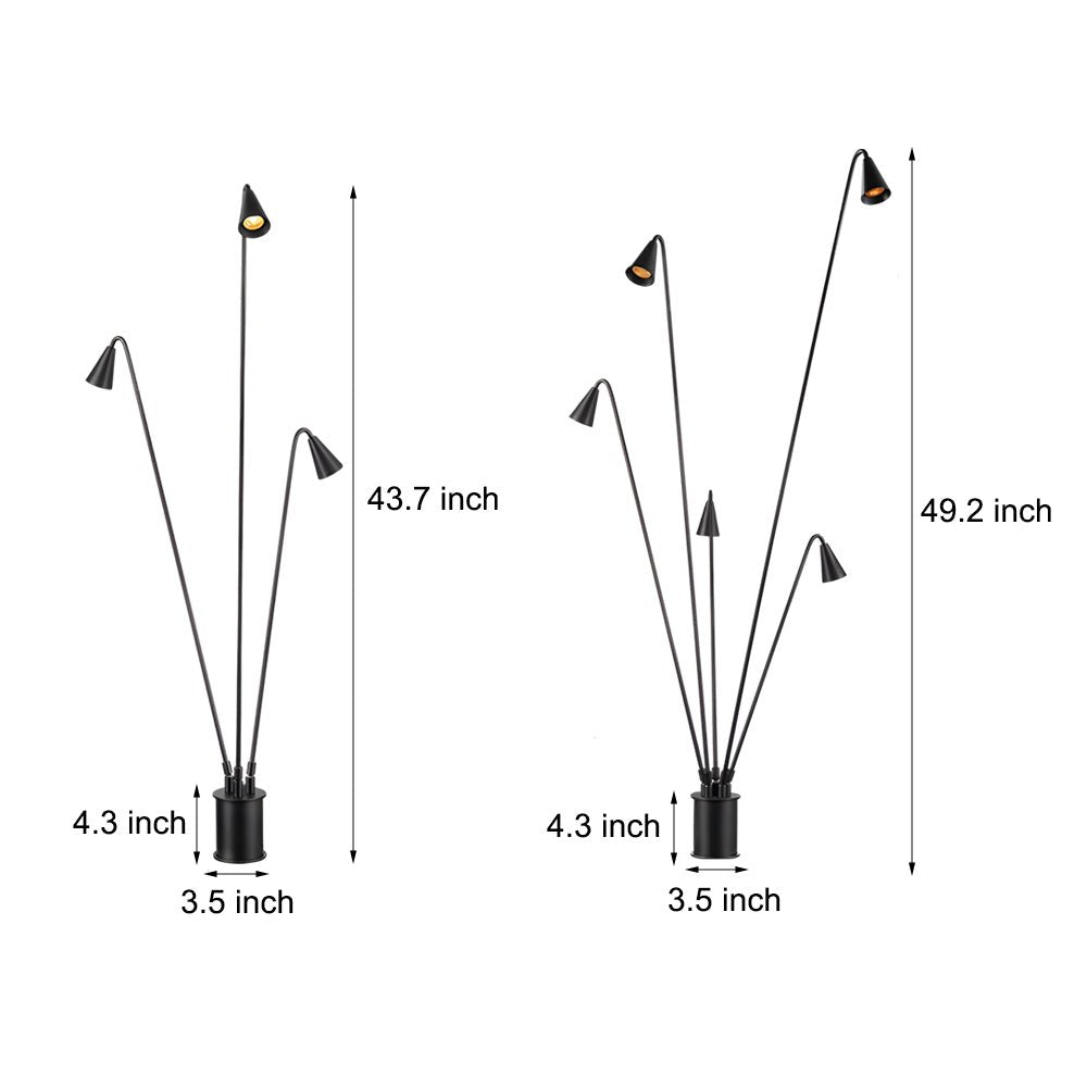 Industrial Black Multi-Head LED Floor Lamp with Adjustable Lights
