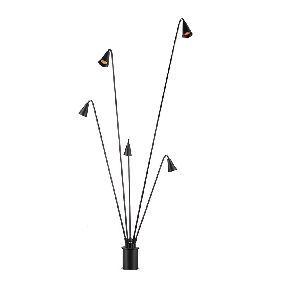 Industrial Black Multi-Head LED Floor Lamp with Adjustable Lights