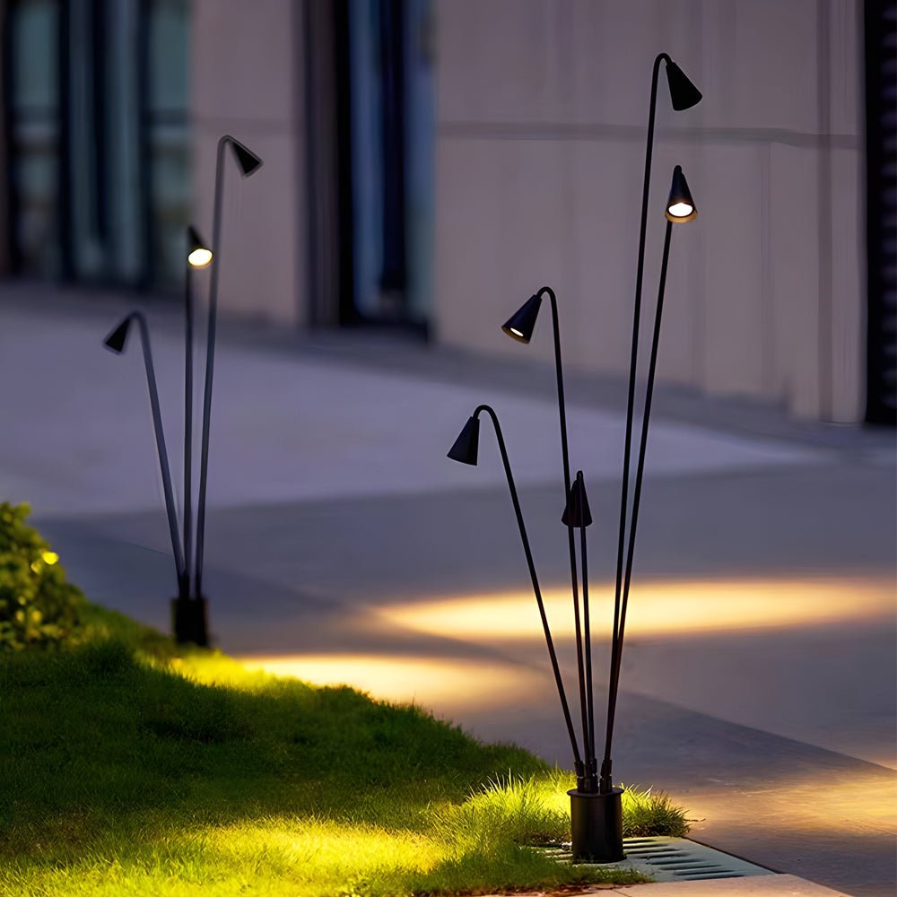 Industrial Black Multi-Head LED Floor Lamp with Adjustable Lights