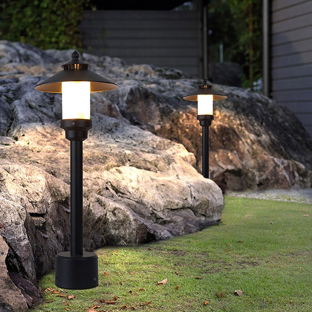 Industrial Outdoor Garden Light with Marble Shade and Aluminum Body