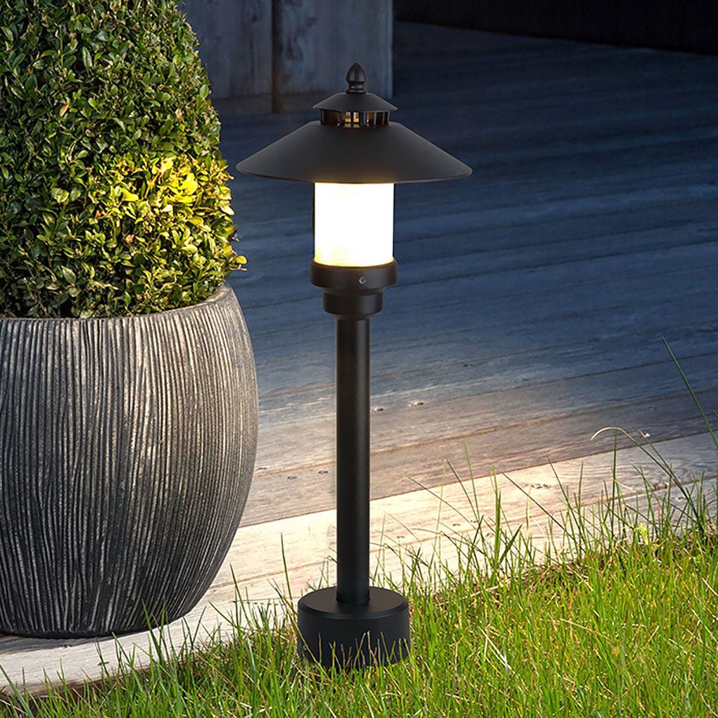 Industrial Outdoor Garden Light with Marble Shade and Aluminum Body