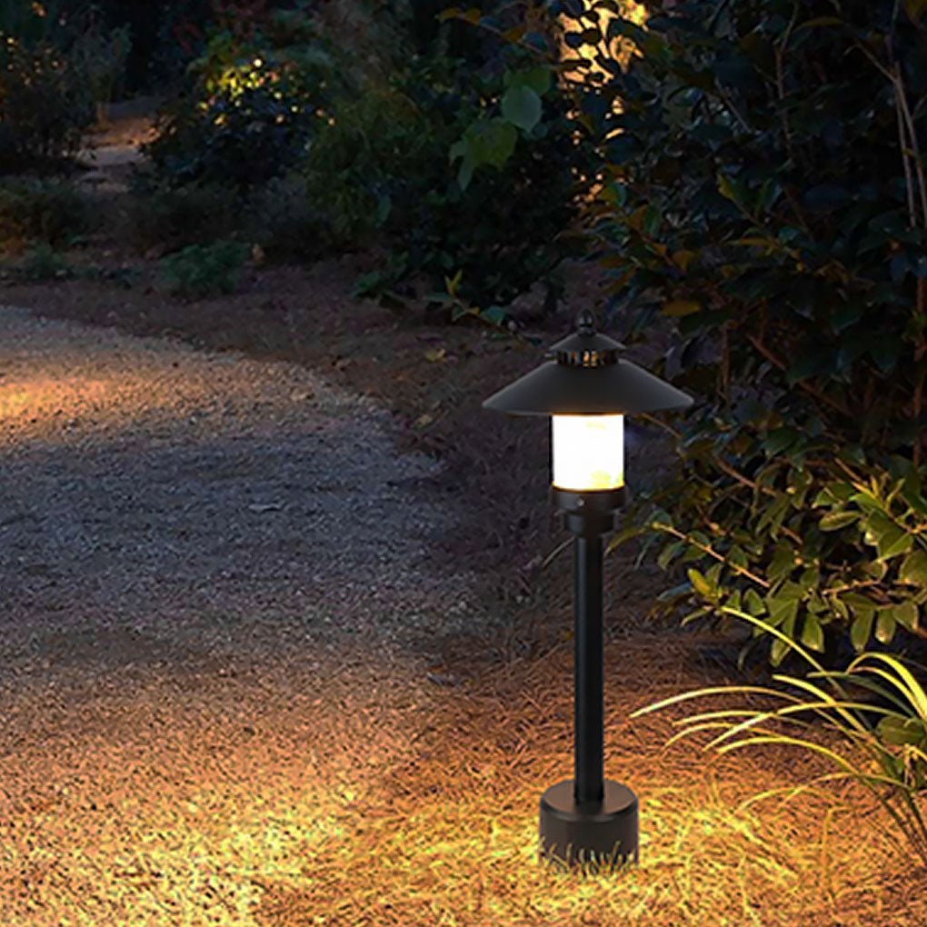 Industrial Outdoor Garden Light with Marble Shade and Aluminum Body