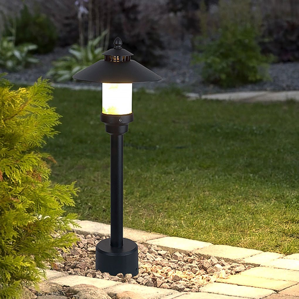 Industrial Outdoor Garden Light with Marble Shade and Aluminum Body