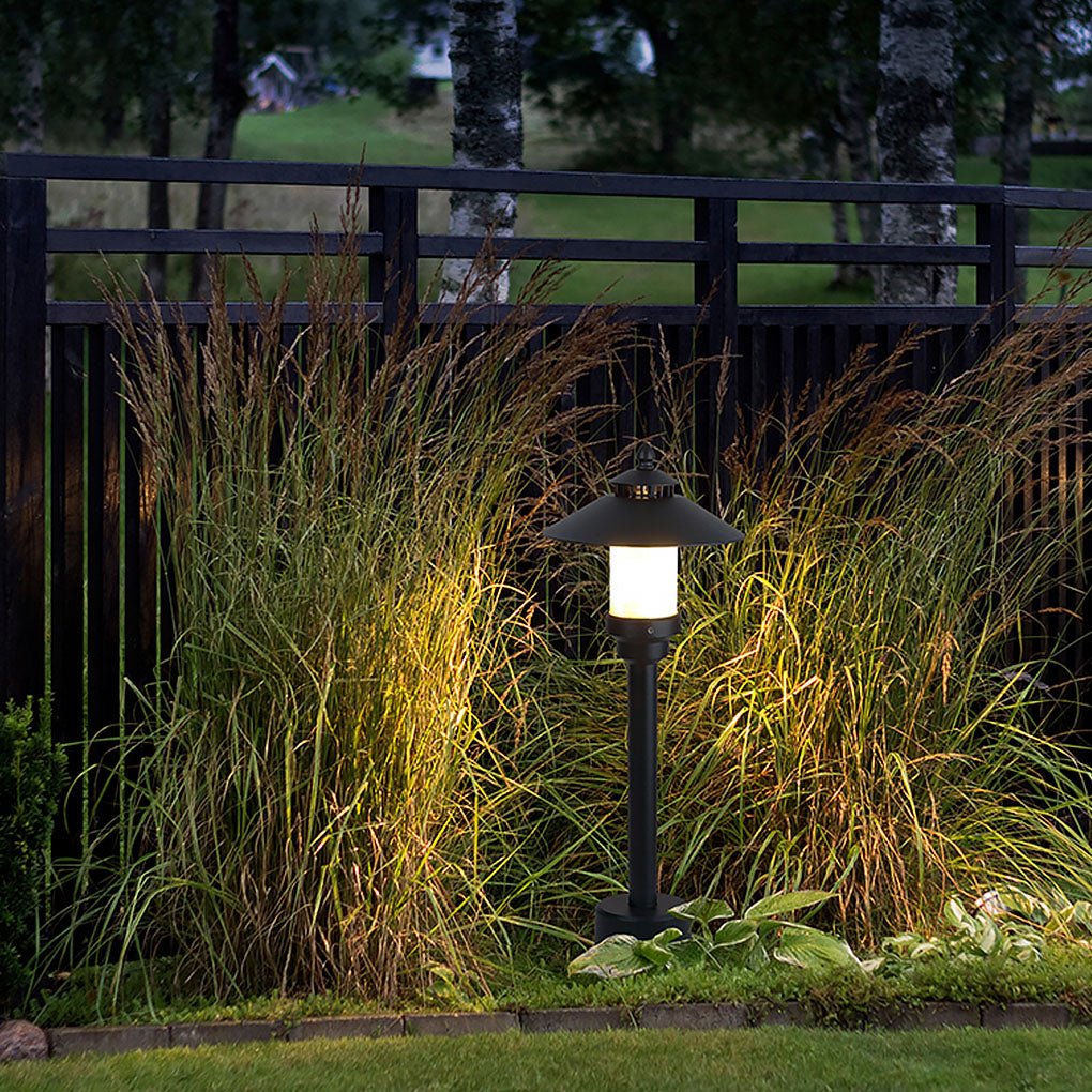 Industrial Outdoor Garden Light with Marble Shade and Aluminum Body