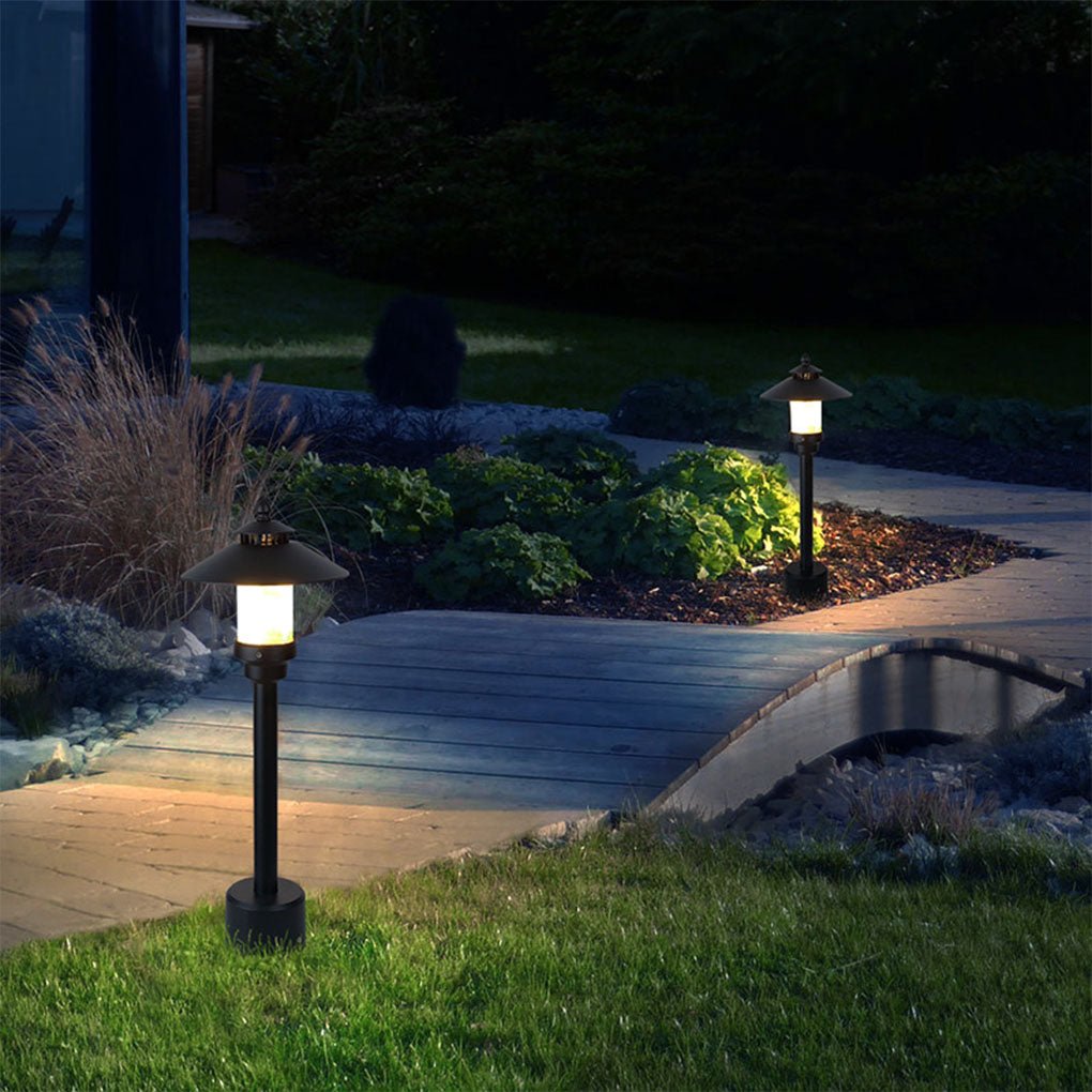 Industrial Outdoor Garden Light with Marble Shade and Aluminum Body