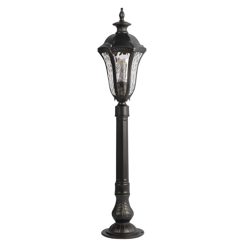 Retro Industrial Outdoor Lamp Post with Cracked Glass Shade