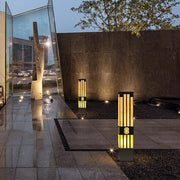 Rectangular Outdoor Bollard Light with Streak Cut Design