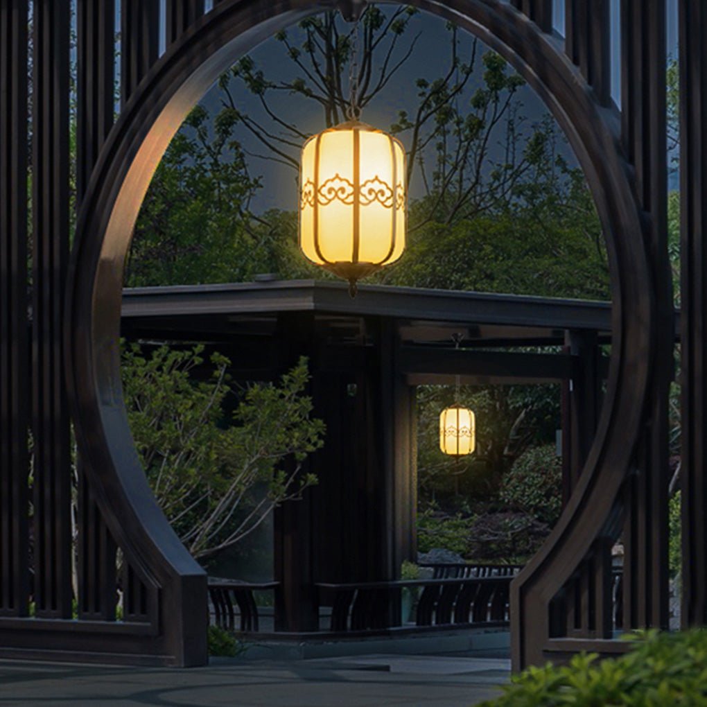 Waterproof Outdoor Chandelier with Artificial Marble Shade