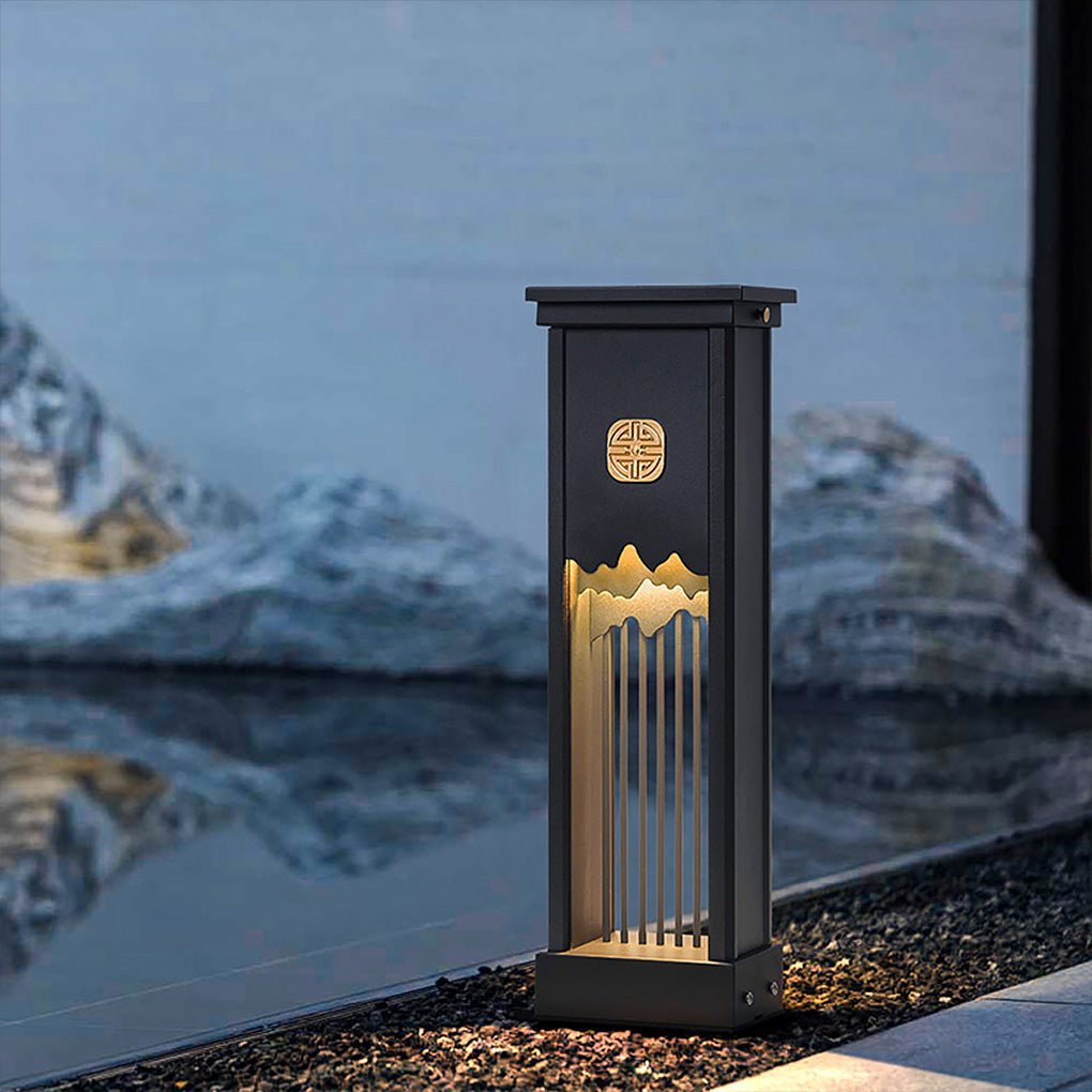 Artistic Cut Outdoor LED Landscape Light - Black Aluminum & Steel
