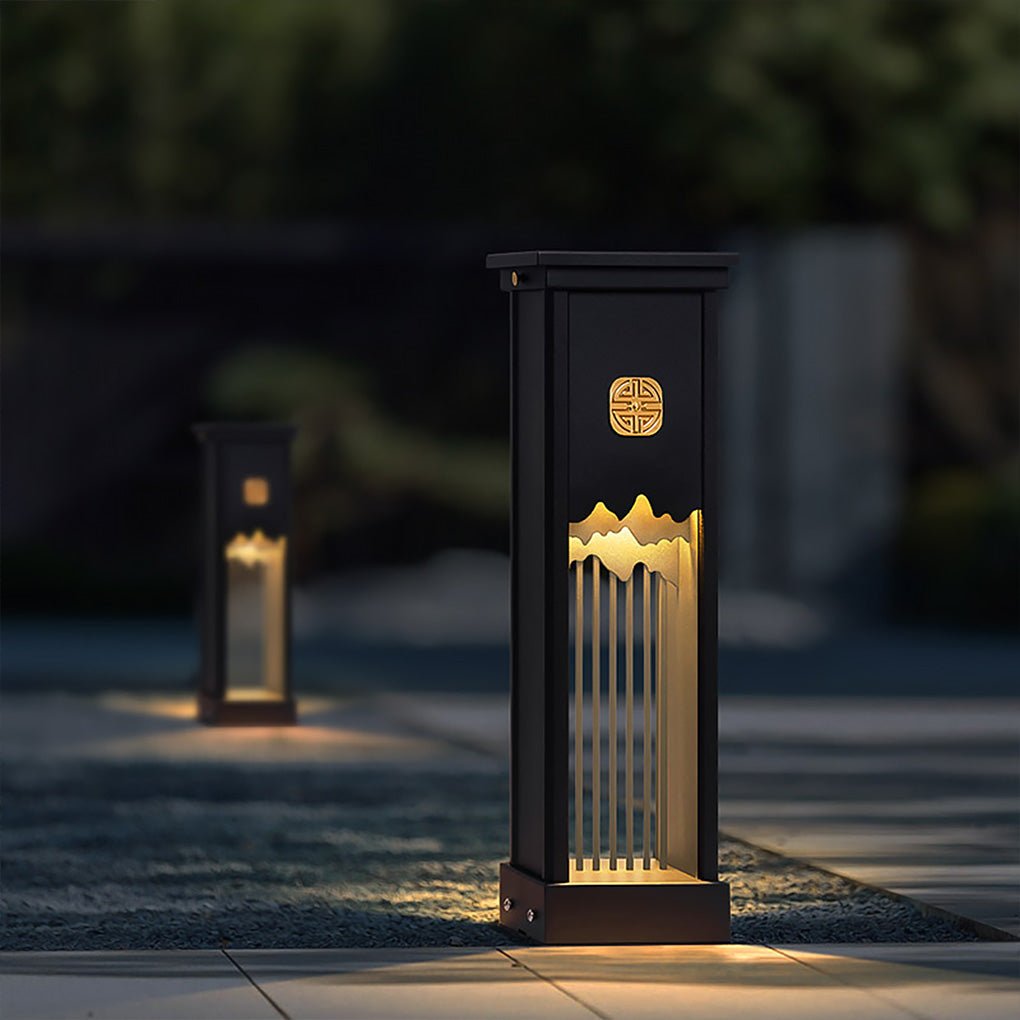 Artistic Cut Outdoor LED Landscape Light - Black Aluminum & Steel