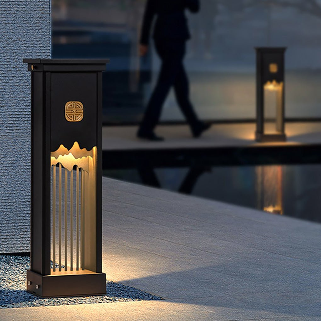 Artistic Cut Outdoor LED Landscape Light - Black Aluminum & Steel