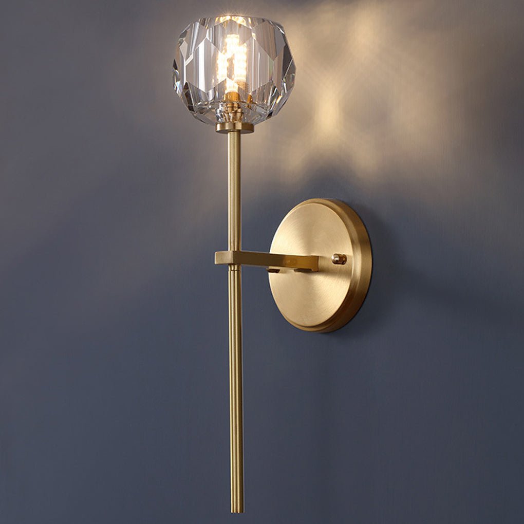 Crystal Ball Gold Wall Sconce Modern Plug-In Decorative Lighting