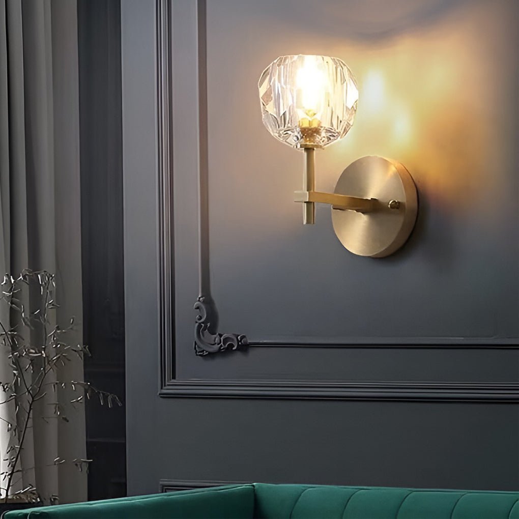 Crystal Ball Gold Wall Sconce Modern Plug-In Decorative Lighting