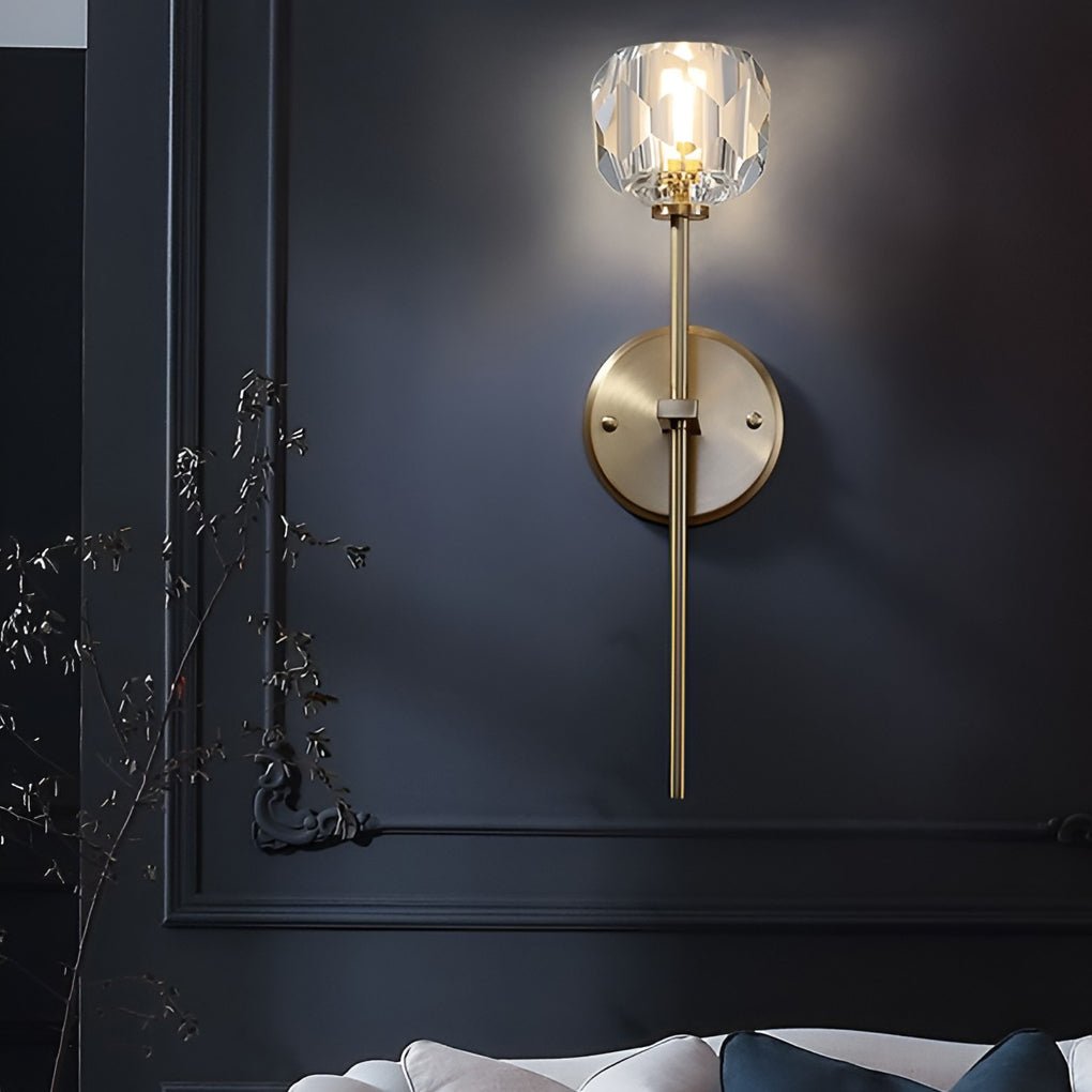Crystal Ball Gold Wall Sconce Modern Plug-In Decorative Lighting