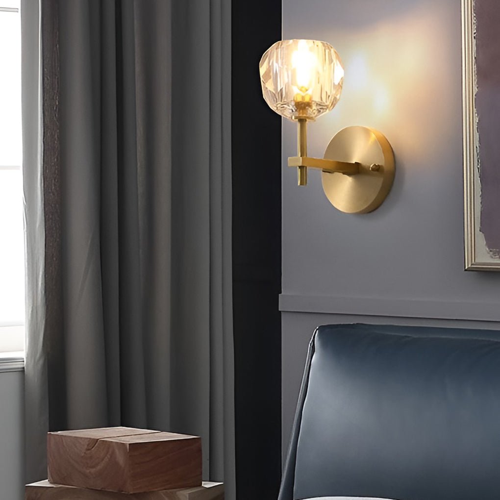 Crystal Ball Gold Wall Sconce Modern Plug-In Decorative Lighting