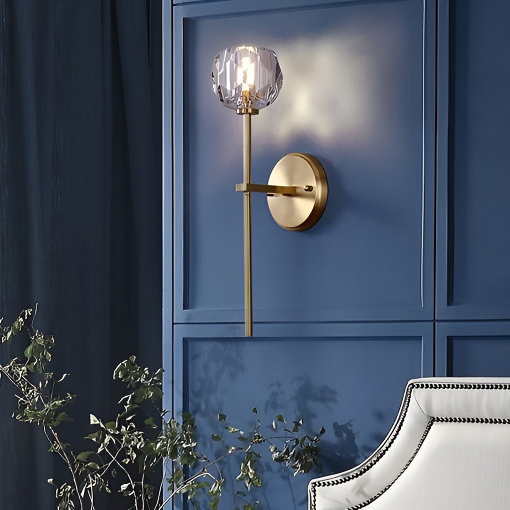 Crystal Ball Gold Wall Sconce Modern Plug-In Decorative Lighting