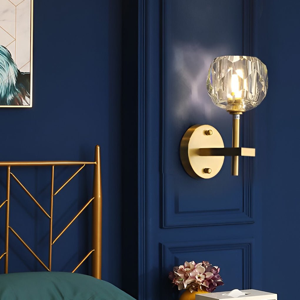 Crystal Ball Gold Wall Sconce Modern Plug-In Decorative Lighting