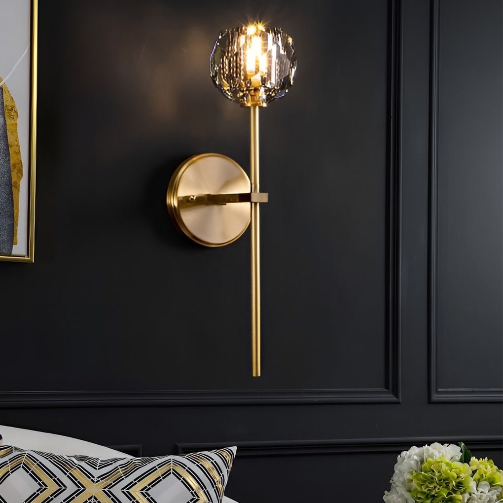 Crystal Ball Gold Wall Sconce Modern Plug-In Decorative Lighting