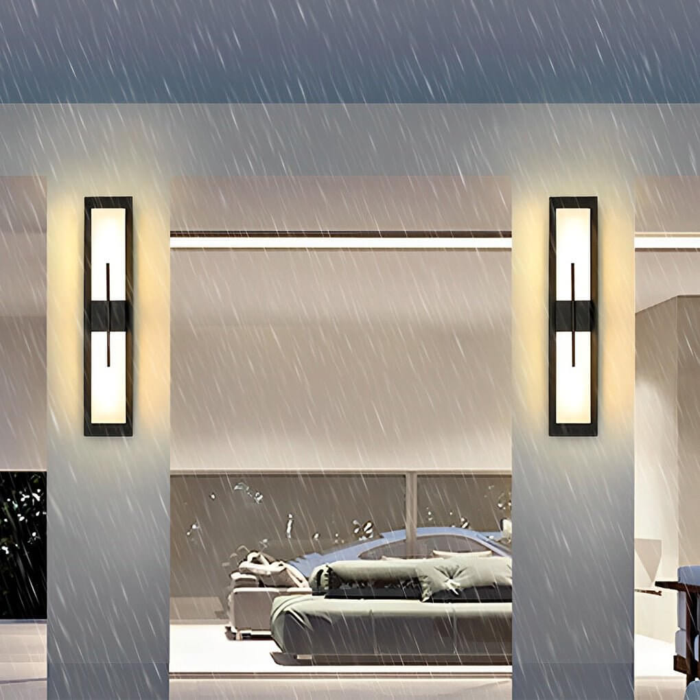 Modern Rectangular LED Outdoor Wall Lamp in Black