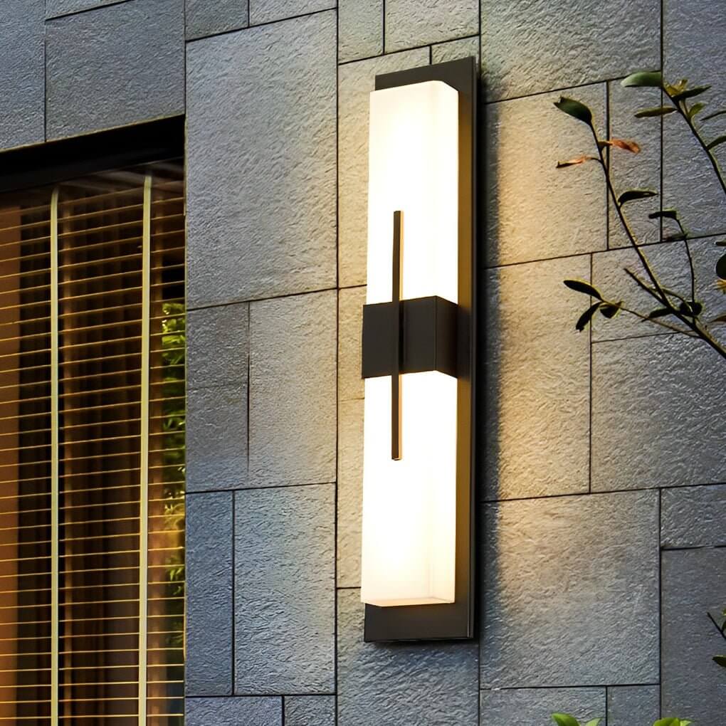 Modern Rectangular LED Outdoor Wall Lamp in Black